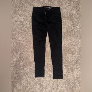 American Eagle- Black Distressed Skinny Jeans, US 4